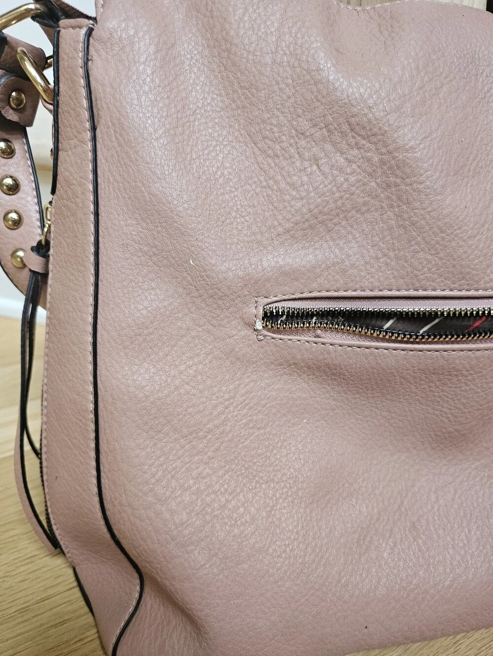 Montana West Concealed Carry Purse Dusty Pink Gold-Studded Faux Leather Hobo Bag